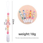 Baby Anti-Drop-Kette Schnullerclips Silikon Regenbogenperlen Schnullerhalter Nippelclip, Rainbow Pink, Rainbow Blue, Rainbow Purple – Bild 3