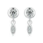 S925 Sterling Silber Funkelnde, mit Weißgold plattierte Zirkon-Quasten-Ohrstecker