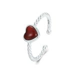 S925 Sterling Silber Achat Love Verstellbarer offener Ring