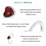 S925 Sterling Silber Achat Love Verstellbarer offener Ring – Bild 4