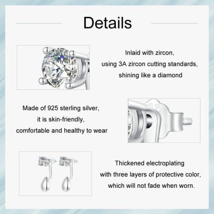 Tropfenförmige Damenohrringe aus S925-Sterlingsilber, platiniert – Bild 4