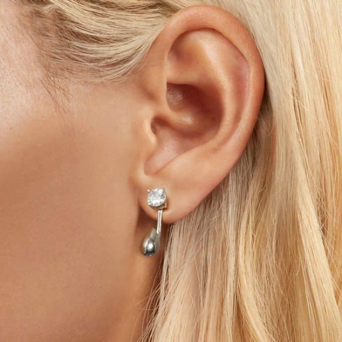 Tropfenförmige Damenohrringe aus S925-Sterlingsilber, platiniert – Bild 5