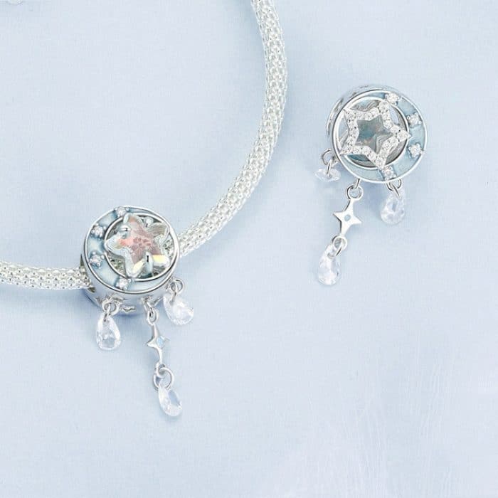 S925 Sterling Silber Stern Mond Traumfänger Quaste DIY Perlen – Bild 3