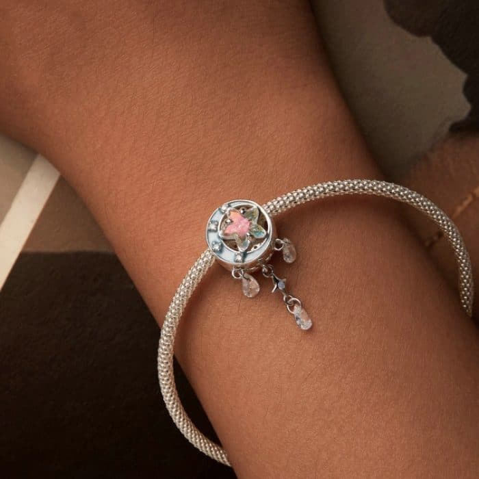 S925 Sterling Silber Stern Mond Traumfänger Quaste DIY Perlen – Bild 5