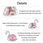 S925 Sterling Silber platinierte rosa Schwanenrose DIY Perlen – Bild 3