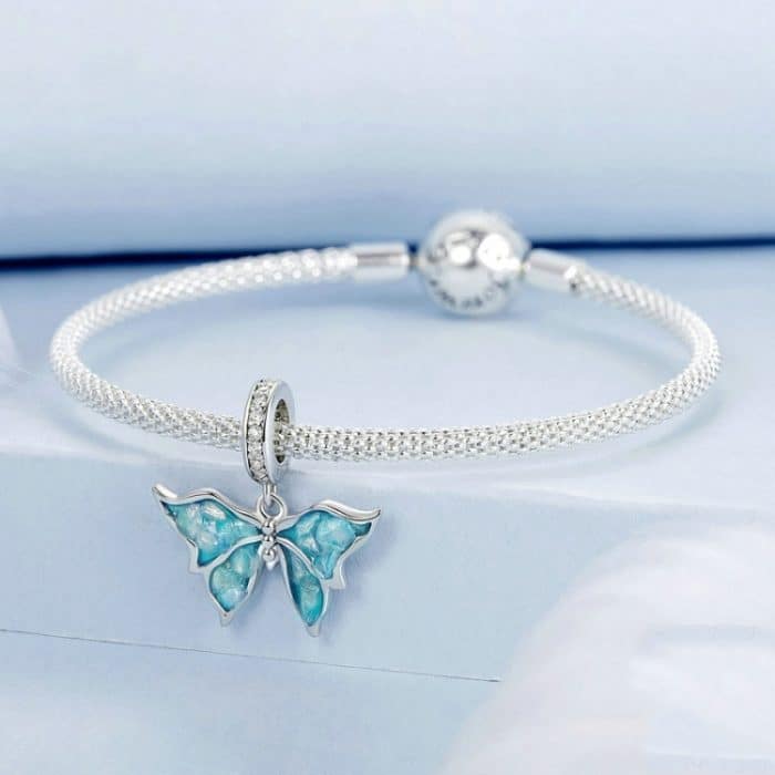 S925 Sterling Silber platiniert Schmetterling DIY Anhänger Perlen – Bild 2