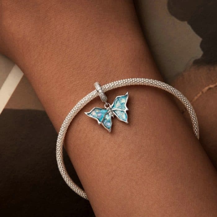 S925 Sterling Silber platiniert Schmetterling DIY Anhänger Perlen – Bild 5