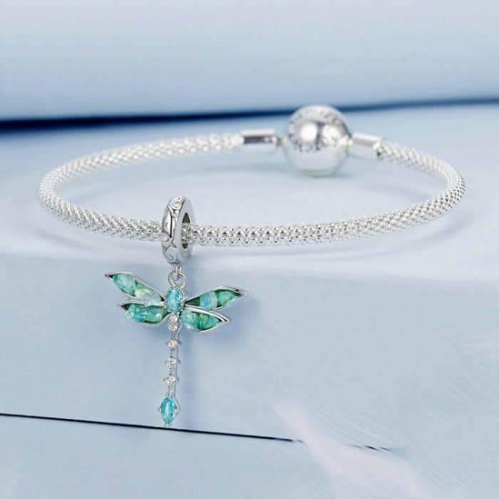 S925 Sterling Silber platinierter Libellen-DIY-Anhänger – Bild 3