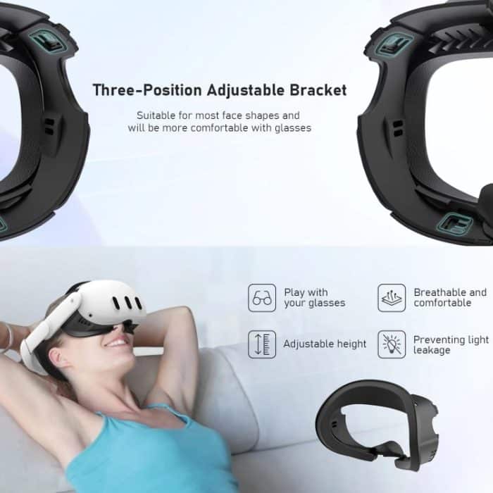 AMVR Q3FC1 Für Meta Quest3 Maske Eisseide Atmungsaktives Ledermaterial – Bild 9