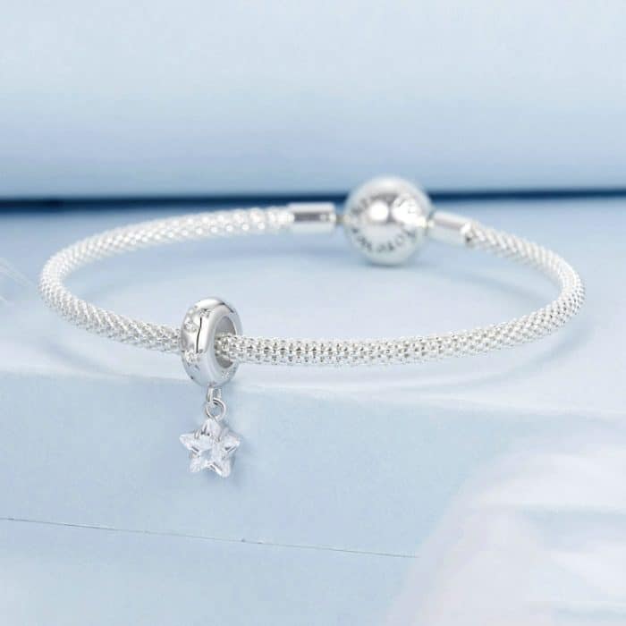 S925 Sterling Silber platinierte Starlight fünfzackige Stern-Silikon-DIY-Perlen – Bild 2