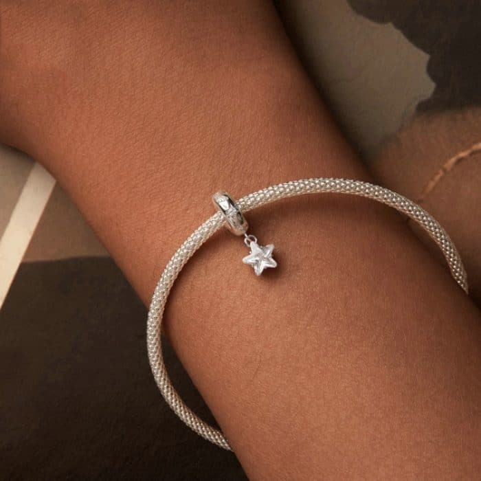 S925 Sterling Silber platinierte Starlight fünfzackige Stern-Silikon-DIY-Perlen – Bild 6