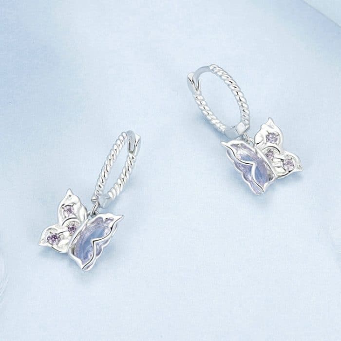 S925-Sterlingsilber, platiniert, speziell geformte Flügel-Schmetterlings-Ohrringe – Bild 3