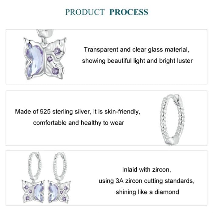 S925-Sterlingsilber, platiniert, speziell geformte Flügel-Schmetterlings-Ohrringe – Bild 5