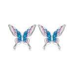 S925 Sterling Silber platinierte Schmetterlingsohrringe mit Farbverlauf