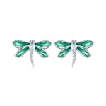 S925 Sterling Silber platinierte Tier-Libellen-Ohrringe