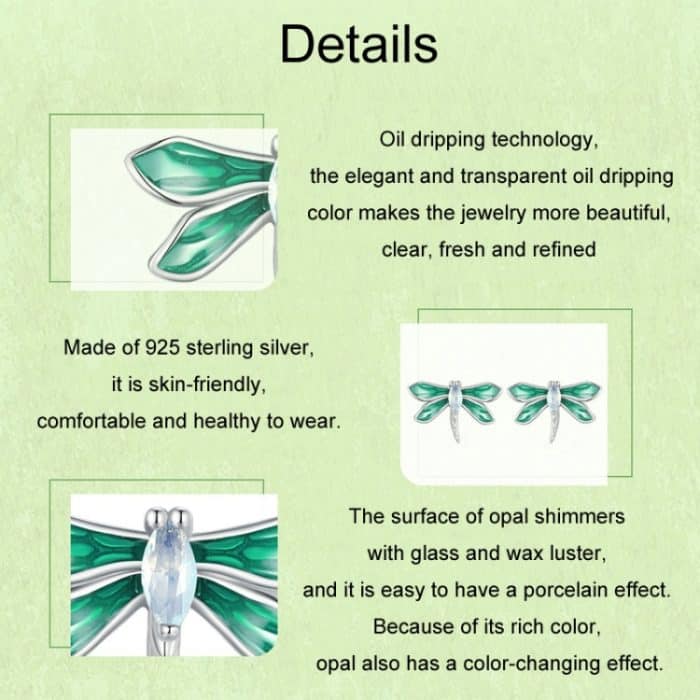 S925 Sterling Silber platinierte Tier-Libellen-Ohrringe – Bild 4