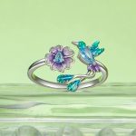 Verstellbarer Ring mit Vogel- und Blumenöffnung aus S925-Sterlingsilber – Bild 3