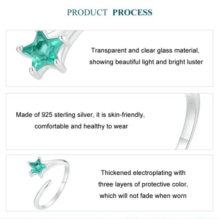 Verstellbarer Damenring mit Meteoröffnung aus S925-Sterlingsilber, platiniert – Bild 4