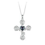S925 Sterling Silber platinierte Rosenkreuz-Halskette für Damen