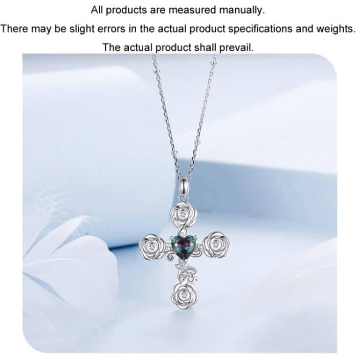 S925 Sterling Silber platinierte Rosenkreuz-Halskette für Damen – Bild 4