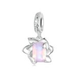 S925 Sterling Silber platinierter dreidimensionaler Lotus-DIY-Anhänger