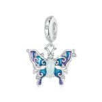 S925 Sterling Silber platiniert leuchtender bunter Schmetterling DIY-Anhänger