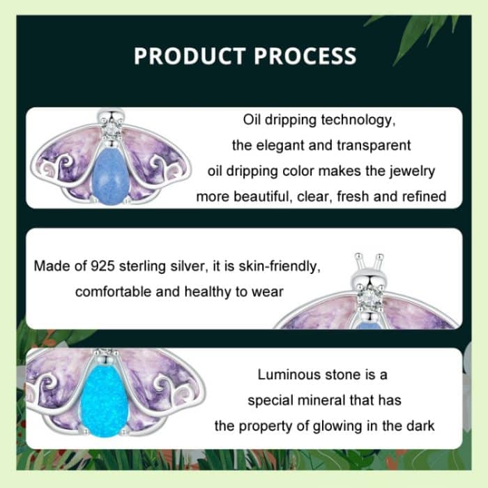 S925 Sterling Silber platiniert, leuchtender Farbverlauf, lila Schmetterling, DIY-Perlen – Bild 5