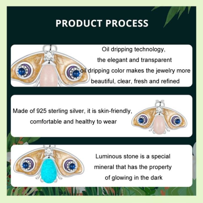 S925 Sterling Silber platiniert leuchtende Schmetterlings-Silikon-DIY-Perlen – Bild 5