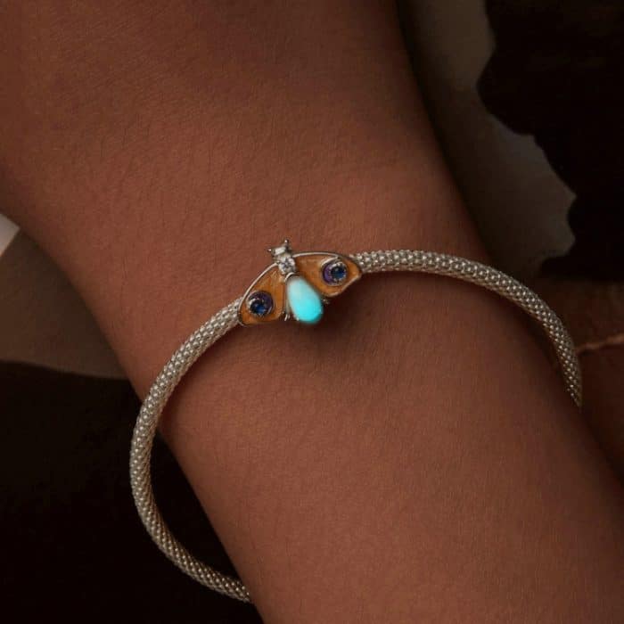 S925 Sterling Silber platiniert leuchtende Schmetterlings-Silikon-DIY-Perlen – Bild 6