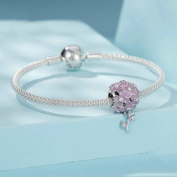 S925 Sterling Silber platiniert Zirkon Kugel Blume DIY Perlen – Bild 2