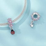 S925 Sterling Silber platinierte Blumen-Marienkäfer-DIY-Perlen – Bild 3