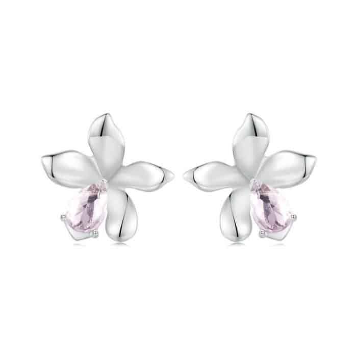 S925 Sterling Silber platinierte Blumenohrringe für Damen – Bild 1