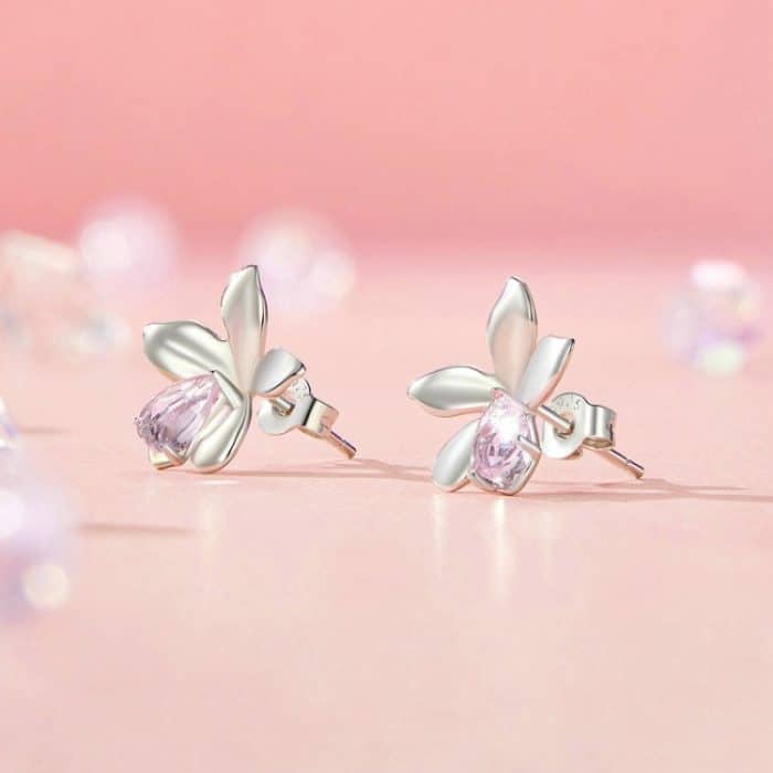 S925 Sterling Silber platinierte Blumenohrringe für Damen – Bild 2