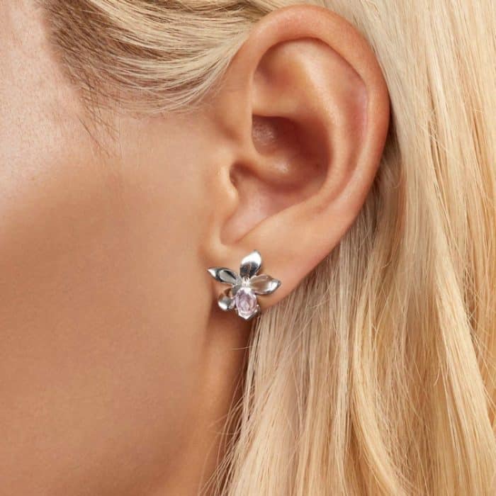 S925 Sterling Silber platinierte Blumenohrringe für Damen – Bild 5