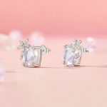 Ohrringe aus platiniertem S925-Sterlingsilber mit großen Hauptsteinen, Traumblume – Bild 2