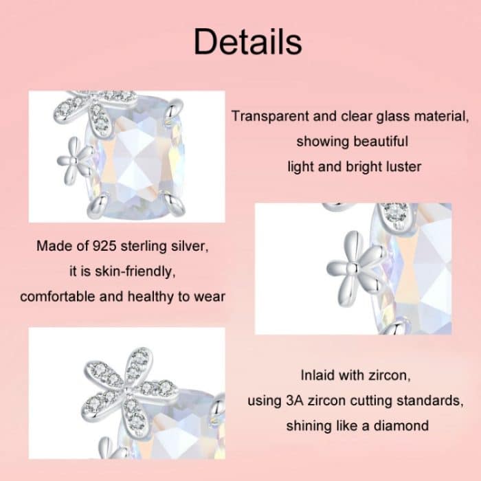 Ohrringe aus platiniertem S925-Sterlingsilber mit großen Hauptsteinen, Traumblume – Bild 4