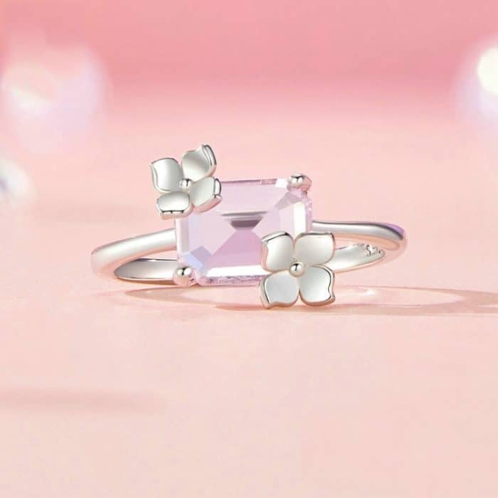 S925 Sterling Silber Hauptstein-Blume-funkelnder Ring – Bild 3