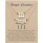 2-in-1-Engel-Glückszahlen-Halsketten-Set für Damen, Schlüsselbein-Kettenschmuck