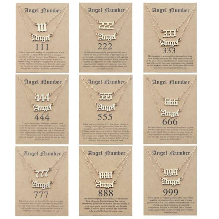 2-in-1-Engel-Glückszahlen-Halsketten-Set für Damen, Schlüsselbein-Kettenschmuck – Bild 3