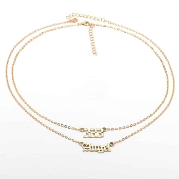 2-in-1-Engel-Glückszahlen-Halsketten-Set für Damen, Schlüsselbein-Kettenschmuck – Bild 5