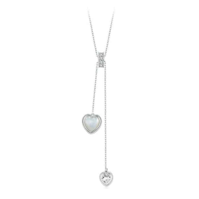 TBD0604478401A.jpg S925 Sterling Silber Weiße Muschel Liebe Y-förmige Valentinstag Halskette – Bild 1
