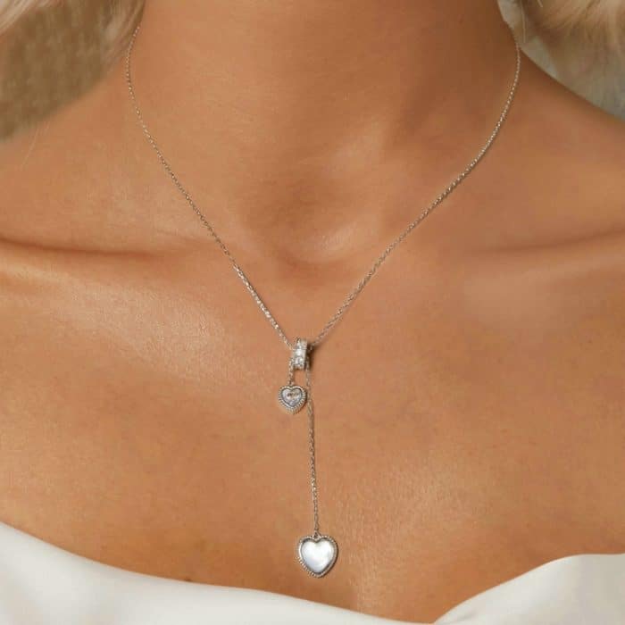 S925 Sterling Silber Weiße Muschel Liebe Y-förmige Valentinstag Halskette – Bild 5