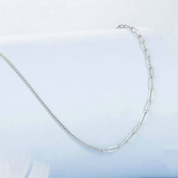 Damen-Halskette mit platinierten Nähten aus S925-Sterlingsilber – Bild 2