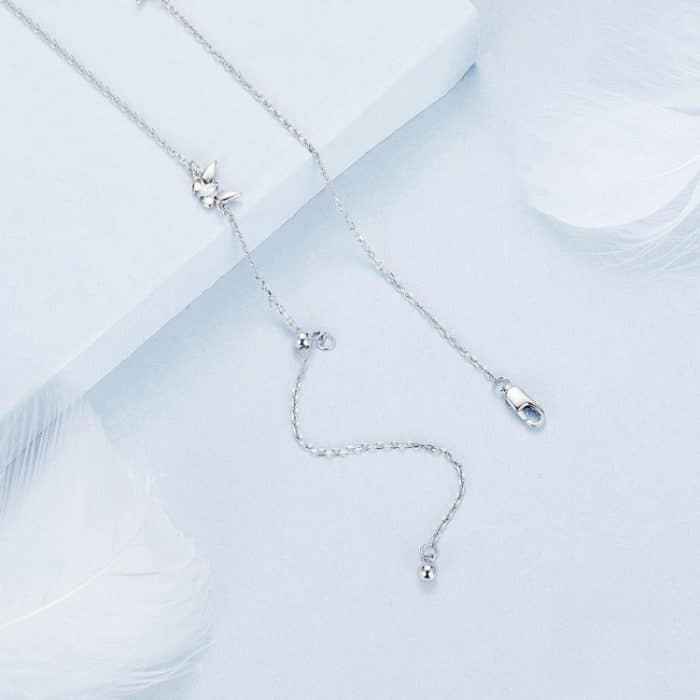 S925 Sterling Silber platinierte Schmetterlings-Schlüsselbeinkette für Frauen – Bild 3