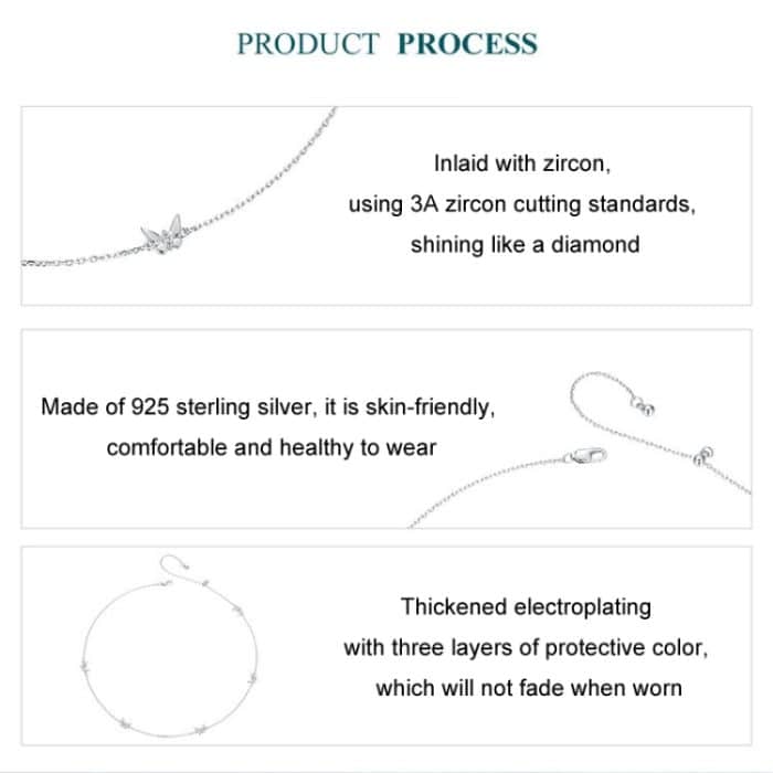 S925 Sterling Silber platinierte Schmetterlings-Schlüsselbeinkette für Frauen – Bild 4