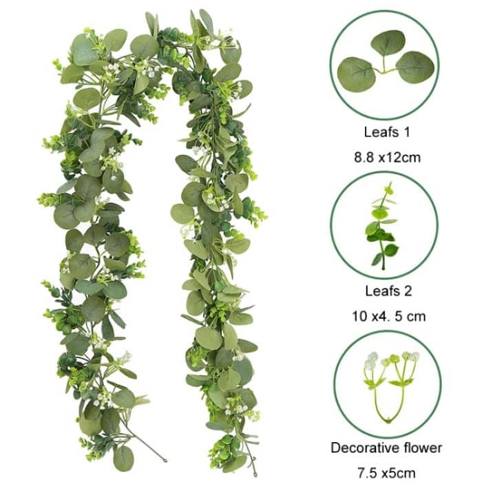 180 cm Simulation Grün Eukalyptus Efeublatt Rattan Hängende Gefälschte Blumendekoration Rattan, C Model, A Model, B Model, D Model, F Model, 60 Head C Model, 60 Head B Model, 60 Head A Model – Bild 9