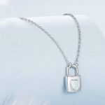 S925 Sterling Silber platinierte Herz-Schloss-Halskette zum Valentinstag für Damen – Bild 2