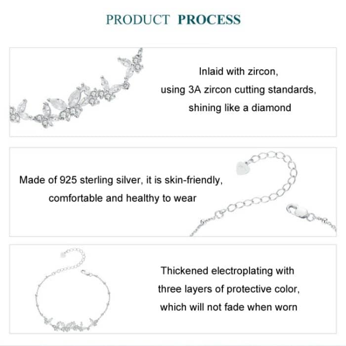 S925 Sterling Silber platiniertes Armband mit fliegenden Schmetterlingsnähten – Bild 5