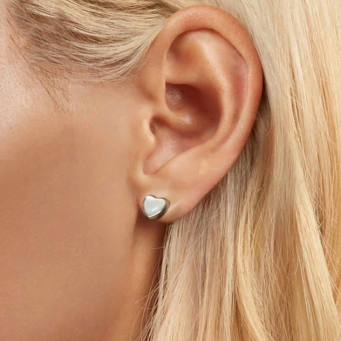 S925 Sterling Silber platinierte weiße Muschel-Liebesohrringe – Bild 5