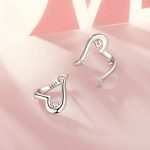 S925 Sterling Silber platiniert Valentinstag Liebe unregelmäßige Ohrringe – Bild 2